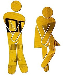 HOMSFOU Wandsticker Spiegel Wc Zeichen Männer Frauen Abnehmbarer Acryl Aufkleber Mit Doppelseitigem Klebeband Badezimmer Türschild Bad Deko in Elegantem Gold Für Zuhause