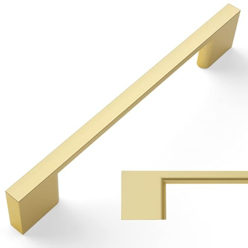 Amerdeco 10 Pack Brushed Gold Cabinet Pulls - 5 Inch(128MM) Hole Centers Kitchen Handles for Cabinets and Cupboards AM008