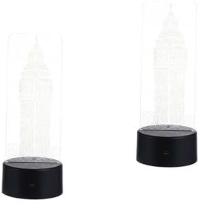 DOITOOL 2 Sätze 3D-Nachtlicht 3D-Licht nachtlampe big ben nachtlicht Babyschlaflicht night lamp for room kinderzimmer lampen LED-Lampe Nachttischlampe Fernbedienung Vision Licht Acryl