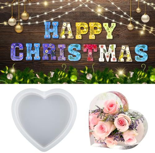 wikimo Silikonformen Gießformen Groß für Epoxidharz, 7 Zoll Epoxidharz Formen für 3D-Herzform, Silikonform GießForm für Geburtstag Hochzeit Party Weihnachten Kunst Basteln Ornamente