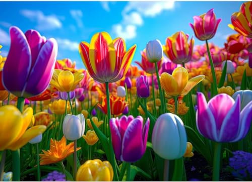 HUADADA-Jigsaw Puzzles for Adults 1000 Pieces Birthday 1000 Piece Jigsaw Puzzles for Adults-Colorful Tulips