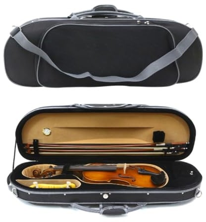 WUQIMUSC Custodia per violino 4/4 full size leggera Oxford custodia durevole e resistente ai graffi con cinghie zaino Violino da viaggio per studenti, adulti, colore nero