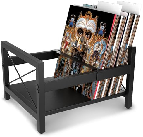 ArtisanHQ Vinyl Record Holder, All Metal Vinyl Record Box Crate, Vinyl Record Album Case Storage, Holds up to 60 - 80 LP Records With 2 Pieces Plastic Dividers and Sliding Bar