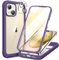 Miracase Glass Case for iPhone 15 Case 6.1-Inch, Full Body Bumper Clear Back Cover and Built-in 9H Tempered Glass Screen Protector + Camera Lens Protector (Purple)