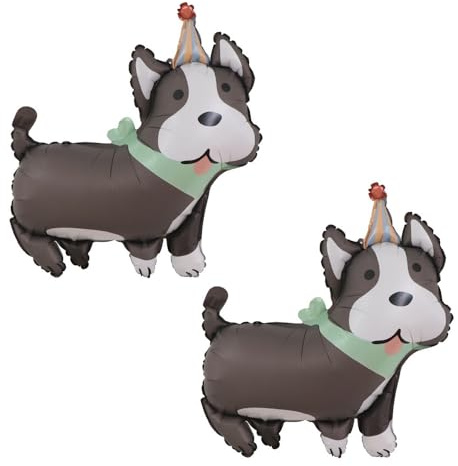 2 Stück Hund Luftballons Welpen Folienballon Husky Deko Geburtstag Ballon | Tier Luftballon Baby Dusche Dekorationen Kinder Geburtstagsdeko Junge Mädchen Party Deko Haustiere Thema Party Deko