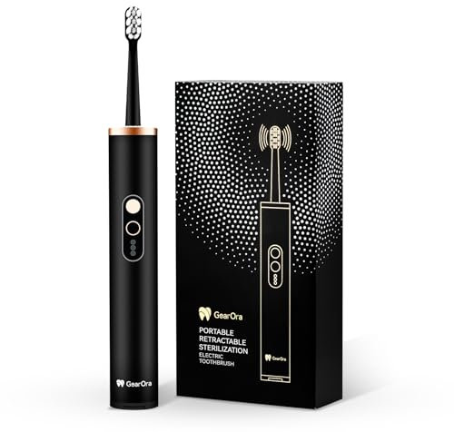 Brosse à Dents Électrique Sonique avec Stérilisation UV, 3 Têtes en Graphène Antibactérien, Brosse a Dent Voyage pour Adultes et Enfants, Rechargeable, Design Rétractable et Portable, IPX7 – Noir