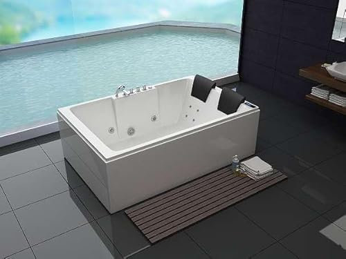 Whirlpool Torino 180x120 cm mit Hydrojets, Airjets, Soundsystem & Heizung – Luxus-Indoor-Whirlpool mit LED-Beleuchtung, Farblicht, Reinigungsprogramm – Kompakt und hochwertig, für 2 Personen