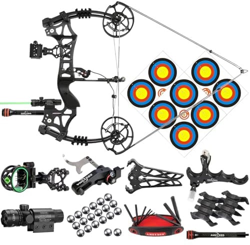 ZSHJGJR Compoundbogen Set Dual-Use Compound Bogen für Pfeile & Stahlkugeln - Sportbogen Compoundbogen für Jagd & Training/Pfeil und Bogen Set mit Zubehör/Rechts- oder Linkshänder Bogen