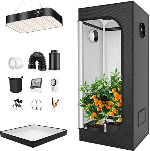 Indoor Grow Tent Kit with 200W Full Spectrum LED Grow Light - Complete Hydroponic System for Vegetables and Plants, 40 x 40 x 120cm