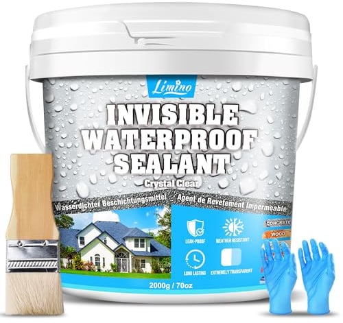 Waterproof Sealant - 2000g Water-Based Transparent Waterproof Coating, Invisible Water Proof Agent Indoor & Outdoor, Anti-Leakage Water Sealant for Roofs, Walls, Bathroom, Kitchen, Terraces, Garden