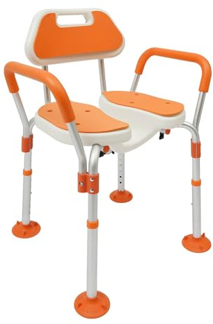 Duschhocker Duschsitz Hocker Duschstuhl Badestuhl Seniorenhilfe Dusche Höhenverstellbar Mit Rückenlehne Armlehnen 125 kg Belastbar Für Badezimmer Zuhause und Pflege