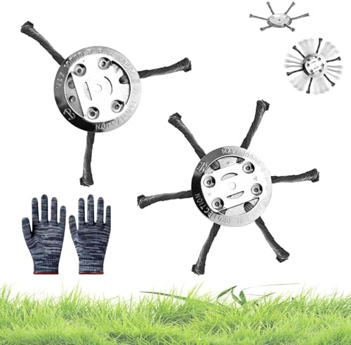 2 Stück Stahldraht Rasentrimmer,Freischneider Zubehör,Unkrautbürste für Rasentrimmer,Ersatzkopf für Rasentrimmer Zubehör,6 & 3 Kopf Drahtbürste Freischneider,Grasschneidekopf aus Stahldraht (3+6 Kopf)