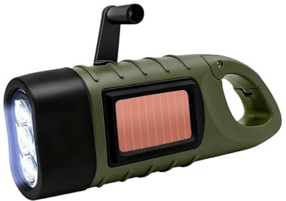 ONGNIUU Taschenlampe Kurbel Notfall, Dynamo Taschenlampe, Kurbeltaschenlampe, T aschenlampe mit Kurbel und Solar für Outdoor, Camping, Notfall, Stromausfall
