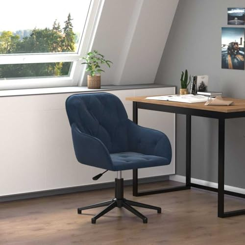 Owoxanthellate Samt Bürostuhl Blau Höhenverstellbar Drehbar Ergonomischer Schreibtischstuhl 56x61,5x72-80 cm Modernes Design für Home Office Gaming und Cozy Corner