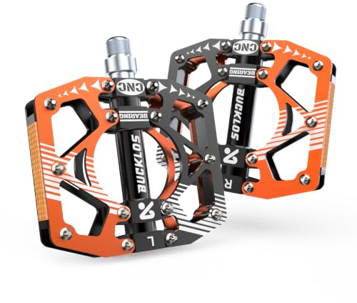 AEYINO Aluminium MTB Plattform Pedale - 9/16 CNC | CNC Aluminium, Anti-Rutsch Pins, gedichtete Lager, Sicherheits-Reflektoren, 9/16 Universalachse für MTB, E-Bike & Rennrad