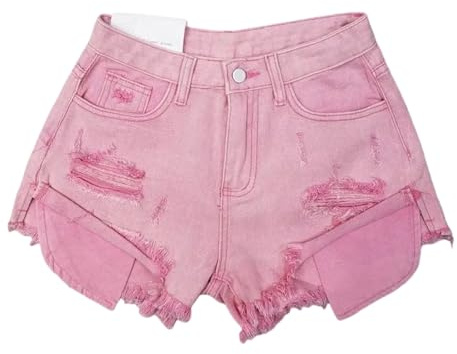 Gyios Shorts Jeans Donna Estate Tassel Strappato Denim Donne Alta Vita A-Forma Y2k Rosa Blu-Pink-s