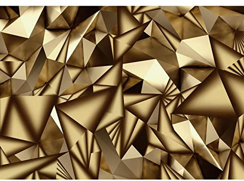 Runa Art Fototapete 3D Metalloptik 352 x 250 cm Vlies Tapeten XXL Moderne Wandtapete Wohnzimmer Schlafzimmer Gold 9162011a