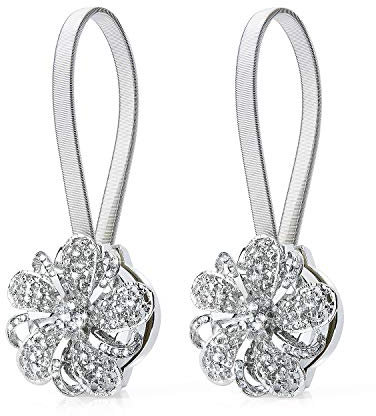 Diealles Vorhang Raffhalter, Vorhang Buckles Holdbacks Gardinenhalter Vorhang Clips Schnallen Blume Mit Magnetschnalle für Haus Dekoration (2 Stück)