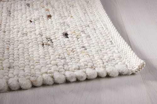 Taracarpet Moderner Landhaus Teppich Handwebteppich Fjord aus hochwertiger Schurwolle beidseitig legbar echte Handarbeit Farbe 131 Natur karamell meliert 200x300 cm
