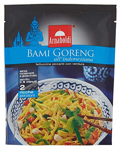 Arnaboldi Bami Goreng all'Indonesiana Fettuccine Piccanti e Verdure, Piatto Tipico della Cucina Orientale [8 Confezioni da 185g]