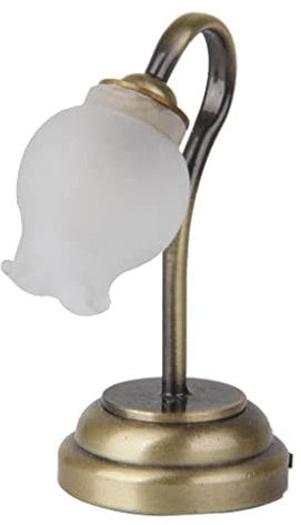 Fenteer 1:12 Puppenhaus LED Lampe Retro Schreibtischleuchte Tischlampe für Pupenstube Dekoration
