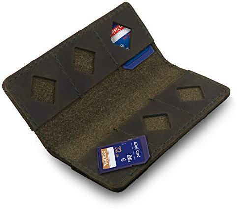 MegaGear Leather SD Card Holder - Green, One size