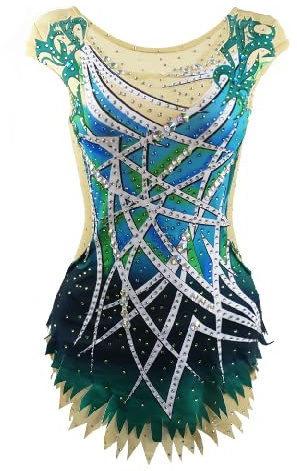 LIUHUO Rhythmischer Gymnastikanzug für Mädchen mit Diamantdruck