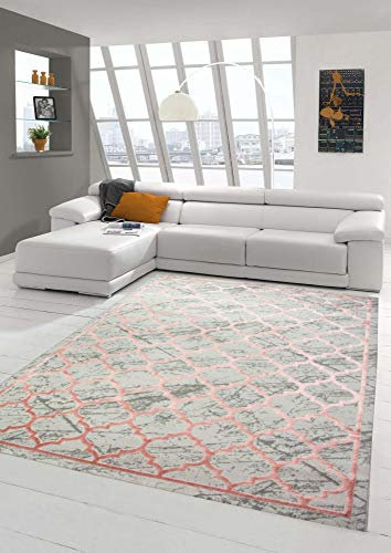 Teppich-Traum Tapis Designer Tapis Moderne Motif marocain en Gris Rose Größe 80 x 300 cm