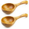 BILLIOTEAM 2 Pack Wooden Kitchen Scoop Ladle,Multipurpose Large Solid Wood Water Spoon Serving Soup Tablespoon for Cooking,Bath Salt,Canisters Flour