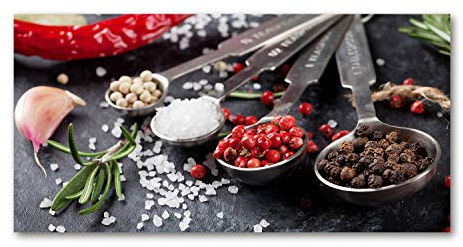 Tulup Splashback 39.37x19.68 inch / 100x50cm Wall Protection Kitchen Panel Toughened Safe Glass Kitchen Protection Induction Cooker Glass Panel Splash-back Tempered Glass - Red - herbal spices