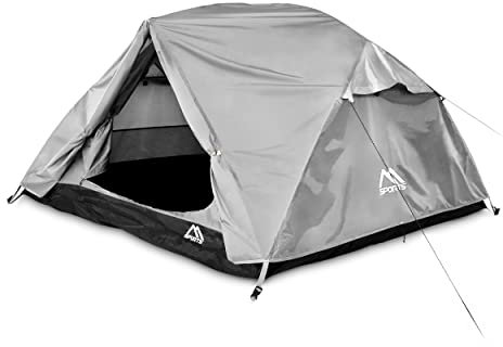 MSPORTS Campingzelt Premium Ultraleicht Zelt auswählbar für 2 oder 3 Personen Würfelzelt Wasserdicht Winddicht Kuppelzelt Zelt (Silbergrau, 3 Personen - 237 x 134 cm)