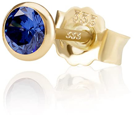 NKlaus Einzel 5,0mm 333 Gelb Gold 8 Karat Ohrstecker Kristall Zirkonia Blau Butterfly Verschluss Damen Mädchen 3391
