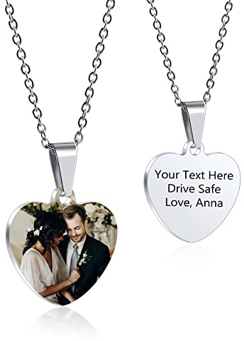 OTXIXTO Ciondolo Cuore Personalizzato per Donne Incisione Nome/Testo/Data Immagine in Bianco e Nero/Foto a Colori Collana per Coppie Acciaio Inossidabile Amanti Gioielli Regali per Damigella d'Onore