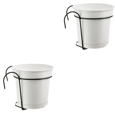 Jardinia Macetas Colgantes Exterior para Flores y Plantas – Maceteros Colgantes para balcón con Ganchos. Conjunto Pack (2 UDS). (Blanco)
