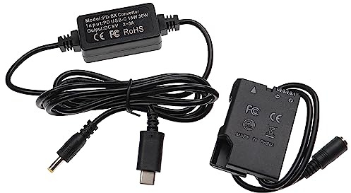 vhbw USB Netzteil kompatibel mit Nikon D3400, D3100, D3200, D3300 Kamera, Digitalkamera, DSLR - Netzkabel + DC Kuppler (Ersatz für Nikon EP-5A), 2m