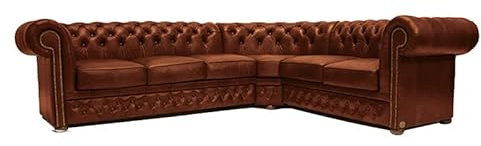 Chesterfield Original Ecksofa First Class Leder | 3 Eck 2 (280 x 240cm) - 5 Sitz | Cloudy Caramel | Lieferzeit 2 bis 4 Wochen