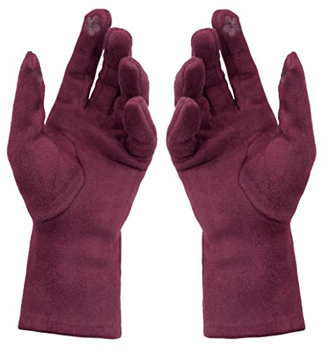 Van Der Rich ® - Winter Handschuhe Dick Tactile Gefütterte Handschuhe - Damen (Bordeaux, One Size)