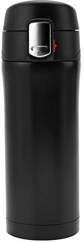 Botella térmica de 350 ml, termo para bebidas calientes de acero inoxidable, a prueba de fugas, sin BPA, botella termo para escuela, deportes, al aire libre, gimnasio (negro)