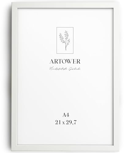 Artower® Bilderrahmen für DIN A4 21 x 30 cm Weiß Holz Dünner Rahmen | Posterrahmen Groß Vintage Collage | Picture Frame White Wood 21 x 29,7cm | Holzbilderrahmen Poster Rahmen Echtholz