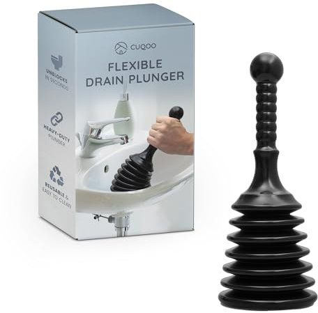 CUQOO Desatascador de fregadero resistente, cabeza grande, de grado industrial, desatascador de drenaje flexible para baños, cocinas y duchas
