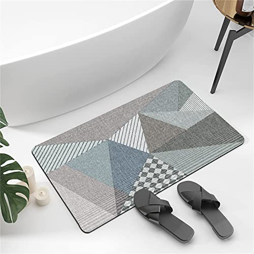 Aoojlo Badematte rutschfest 120x160cm, Badteppich Dreieckig Badvorleger Schnelltrocknend Saugfähige Waschbar Duschvorleger, Badezimmerteppich Bath Mat Home Deko für Badewanne, Dusche, Badezimmer