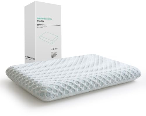 Hcore Ultradünnes Kissen, 8,3 cm, Bauchschläfer, schmales Kissen für Seiten- und Rückenschläfer, Gel-infundiertes Memory-Schaum-Kissen mit zweiseitigem Kissen, CertiPUR-US – Standard