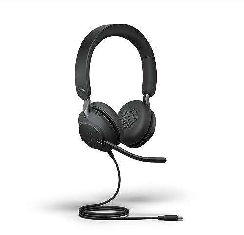 Jabra Evolve2 40 SE - Cuffie stereo con cancellazione del rumore, con tecnologia di chiamata a 3 microfoni e cavo USB-C, funzionano con tutte le principali piattaforme di comunicazione unificata come