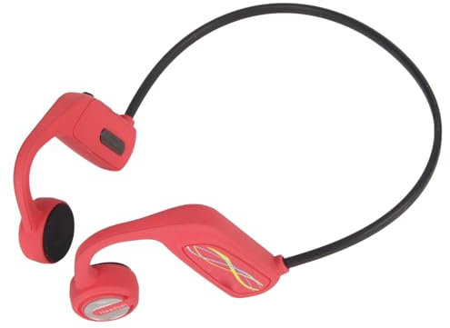 Wireless Headphones, IP68 Waterproof Open Ear Bone Conduction Headphones Portable Bluetooth5.0 for Running for Work (Red)
