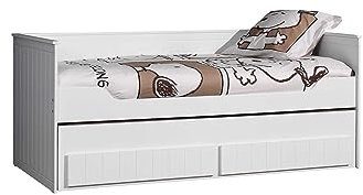 möbelando Funktionsbett >Robin< in Weiß aus MDF - 210x88x98cm (BxHxT)