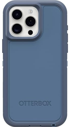 OtterBox iPhone 15 Pro MAX (Only) Defender Series XT Case - BABY BLUE JEANS (Blue), screenless, rugged, snaps to MagSafe, lanyard attachment