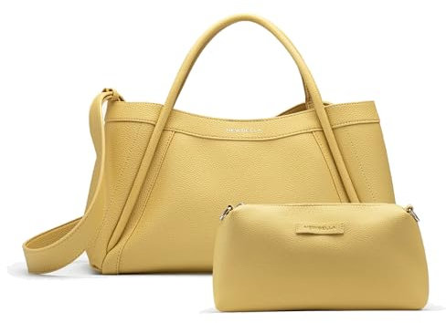NEWBELLA Kelly Tragetasche für Damen, veganes Leder, Hobo-Tasche mit Schultergurt, Handtaschen und Crossbody-Taschen, passende Geldbörse, gelb, for 11 inch ipad