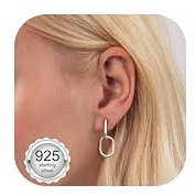 Chriscoco Damen Ohrringe Silber 925 Creolen Hypoallergen Huggie Tropfen Ohrringe Convertible Link Ohrringe Creolen mit Anhänger Schmuck Damen Mädchen Ohrringe Hängend Gold Silber Rosegold