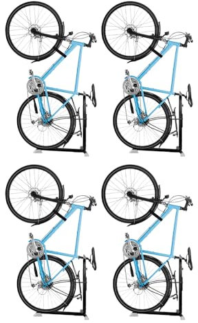 Bike Nook 4 Soportes verticales bicicletas | Soporte suelo y pared para bicicleta | Aparca bicis interior y garaje | Sin taladro | Negro