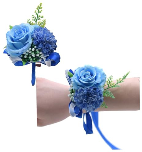 2 Stück Hochzeit Corsage Set, Handgelenk Blume & Ansteckblume für Braut | Künstliche Blumen, Braut Accessoires, für Brautjungfern, Bräutigam, Trauzeugen, Hochzeitszeremonie, Standesamt, Fotoshooting